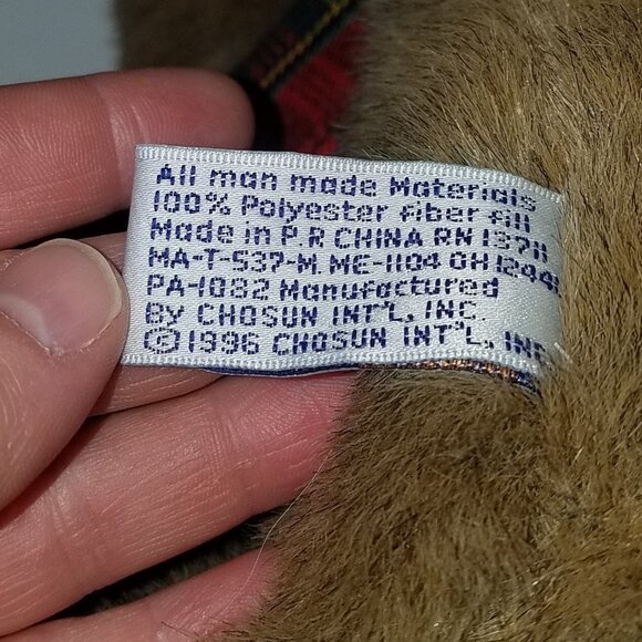 VTG Chosun Just Friends 1996 Brown Moose Plush 15" Reindeer Red Scarf - Picture 6 of 6